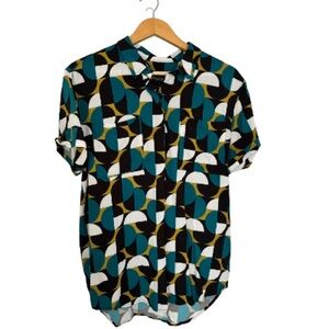 Wildfang The Empower Button Up Shirt with Bold Geometric Pattern Small